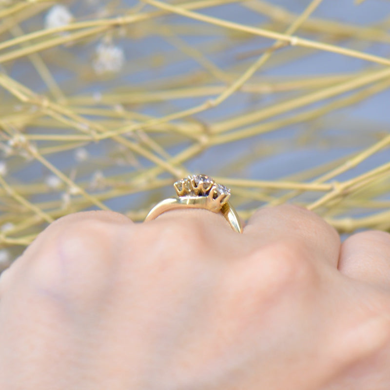 Edwardian 1916 18CT Yellow Gold Trilogy Diamond Engagement Ring (0.40ct)