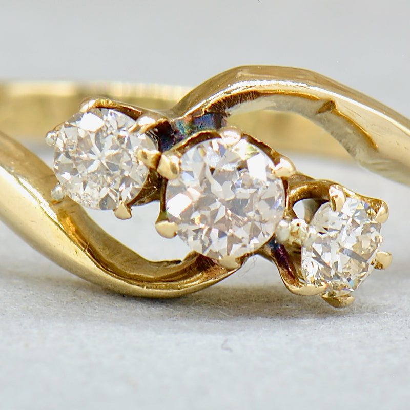 Edwardian 1916 18CT Yellow Gold Trilogy Diamond Engagement Ring (0.40ct)