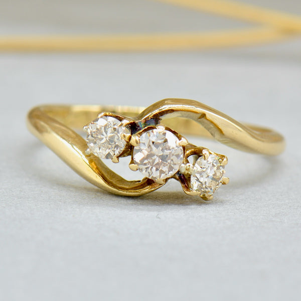 Edwardian 1916 18CT Yellow Gold Trilogy Diamond Engagement Ring (0.40ct)