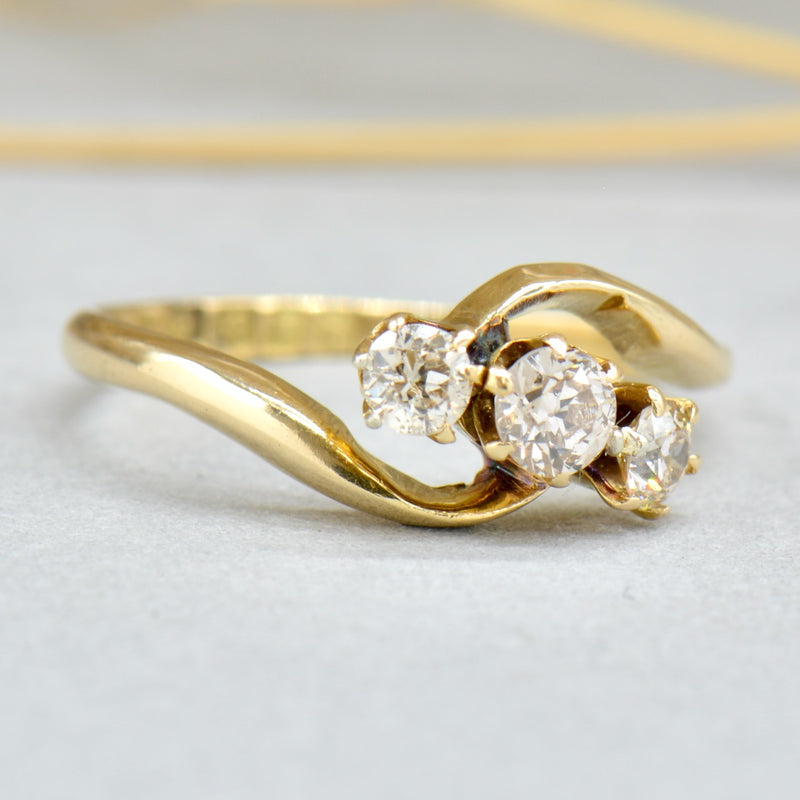 Edwardian 1916 18CT Yellow Gold Trilogy Diamond Engagement Ring (0.40ct)