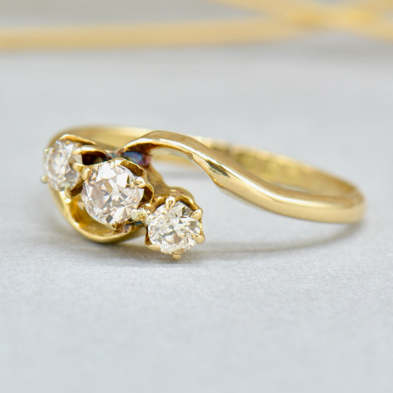 Edwardian 1916 18CT Yellow Gold Trilogy Diamond Engagement Ring (0.40ct)