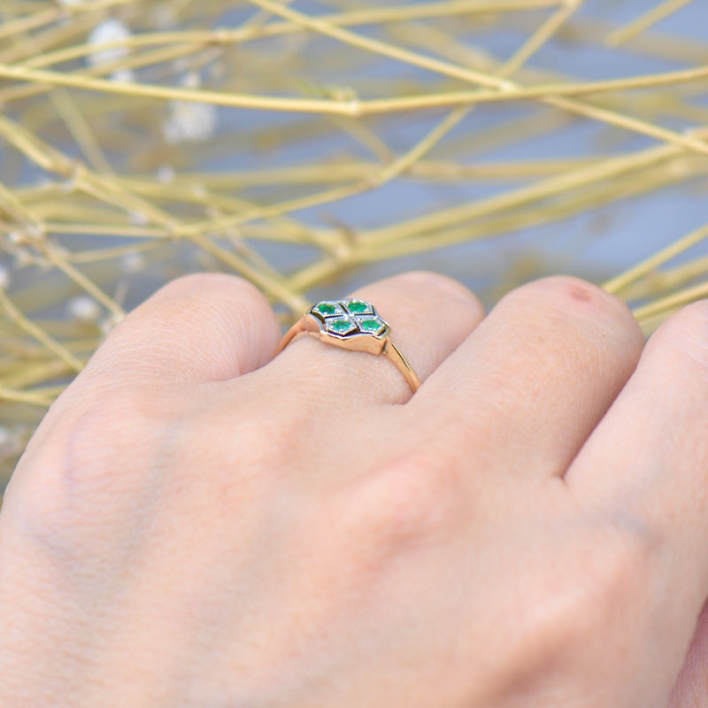 Art Deco 18ct Yellow Gold Four-Leaf Clover Ring