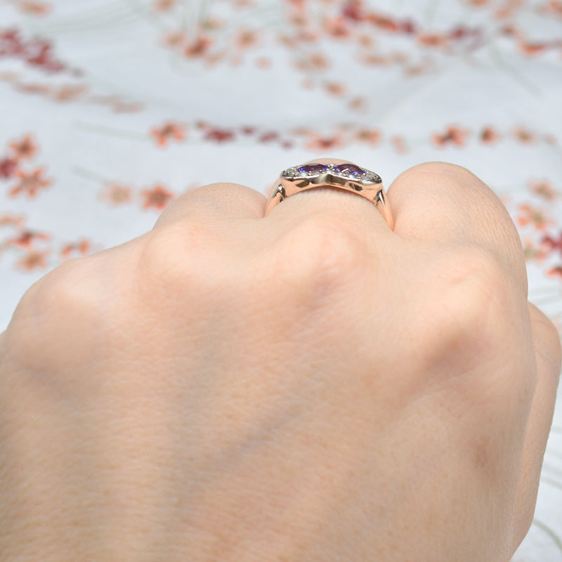 Victorian Amethyst & Seed Pearls 9ct Rose Gold Ring