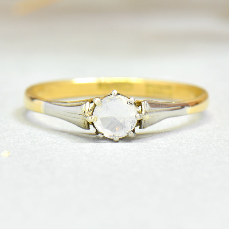 Antique 18ct Yellow Gold & Platinum Moonstone Solitaire Ring