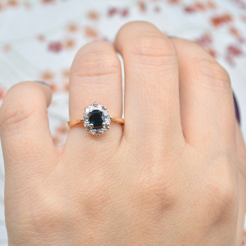 Vintage sapphire engagement ring round sapphire bridal ring rose gold –  Ohjewel