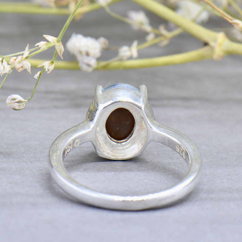 Vintage Genuine Boulder Opal Triplet Silver Solitaire Ring