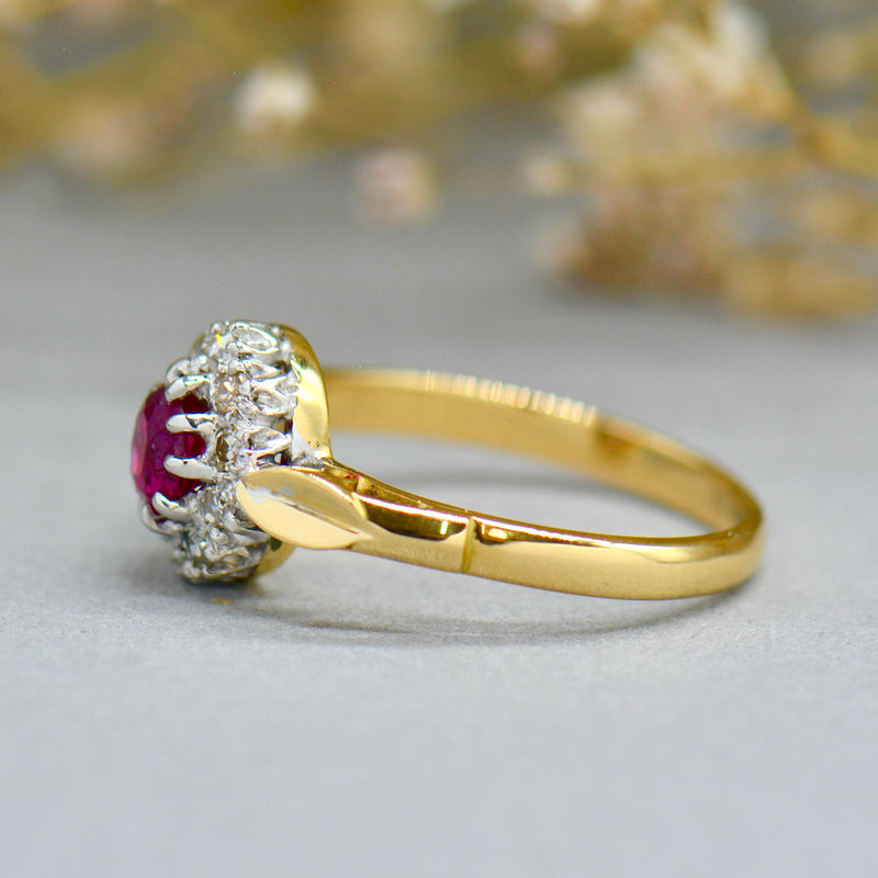 Ruby & Diamond Halo Engagement Ring (0.87ct)