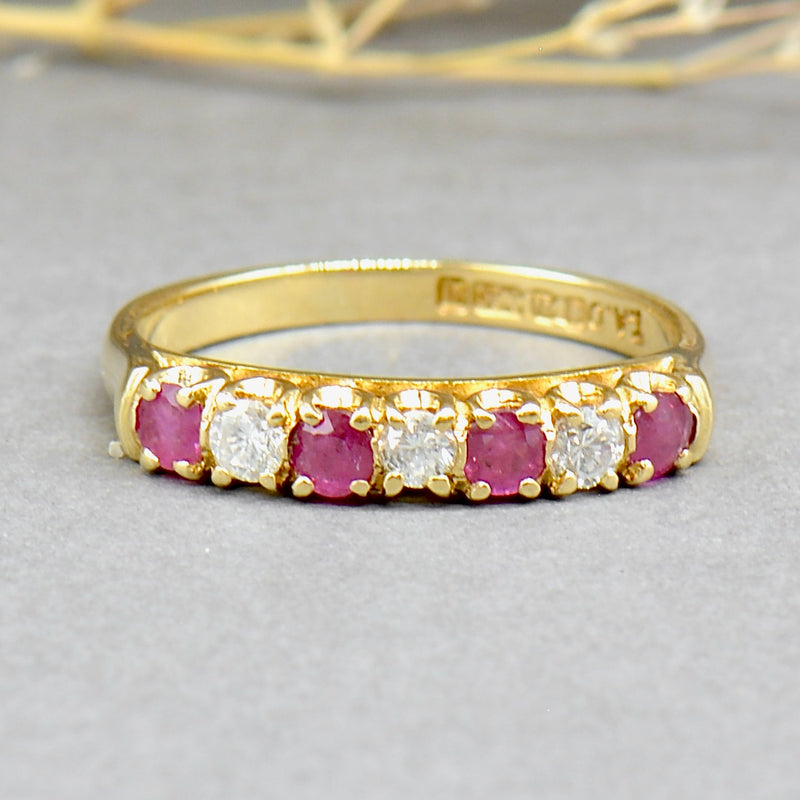 18ct Yellow Gold Ruby and Diamond Wedding Band (0.60ct)