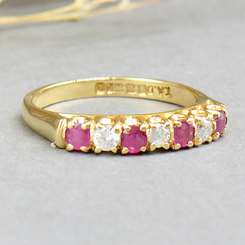 18ct Yellow Gold Ruby and Diamond Wedding Band (0.60ct)