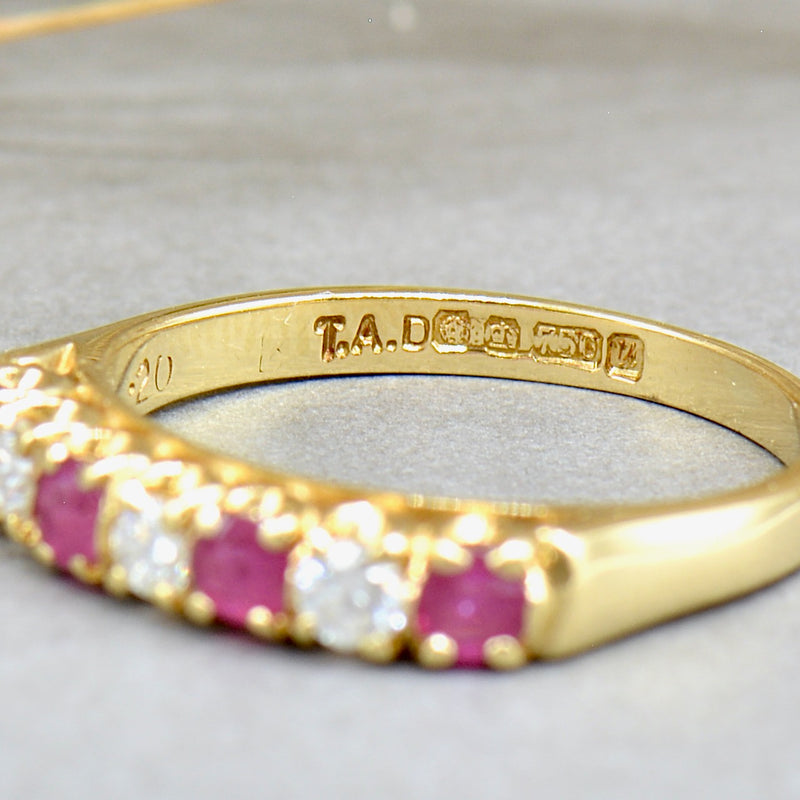 18ct Yellow Gold Ruby and Diamond Wedding Band (0.60ct)