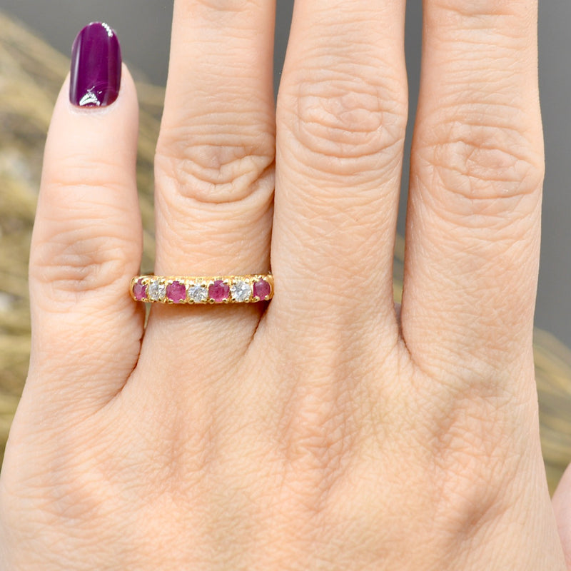 18ct Yellow Gold Ruby and Diamond Wedding Band (0.60ct)