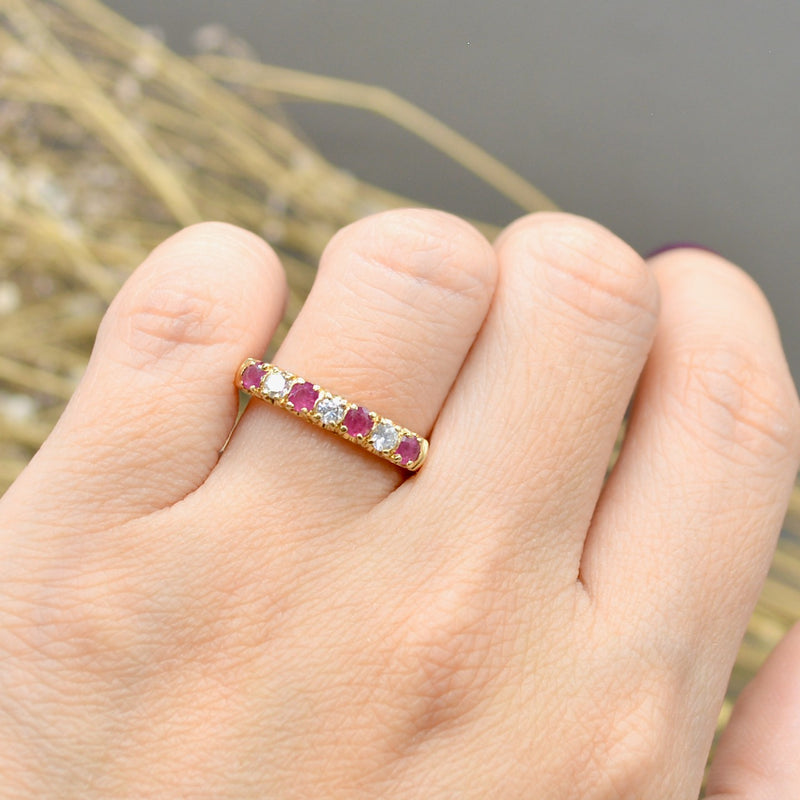 18ct Yellow Gold Ruby and Diamond Wedding Band (0.60ct)