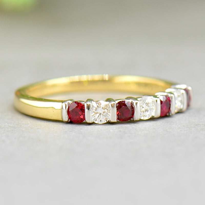 Ruby & Diamond 18CT Yellow Gold Seven-Stone Wedding Band (0.61ct)