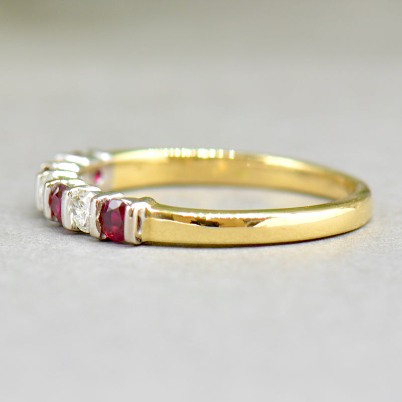 Ruby & Diamond 18CT Yellow Gold Seven-Stone Wedding Band (0.61ct)