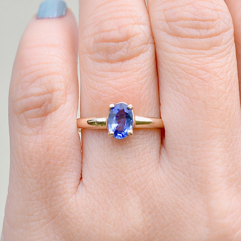 Blue Sapphire 14ct Yellow Gold Solitaire Ring (0.75ct)