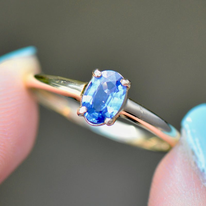 Blue Sapphire 14ct Yellow Gold Solitaire Ring (0.75ct)