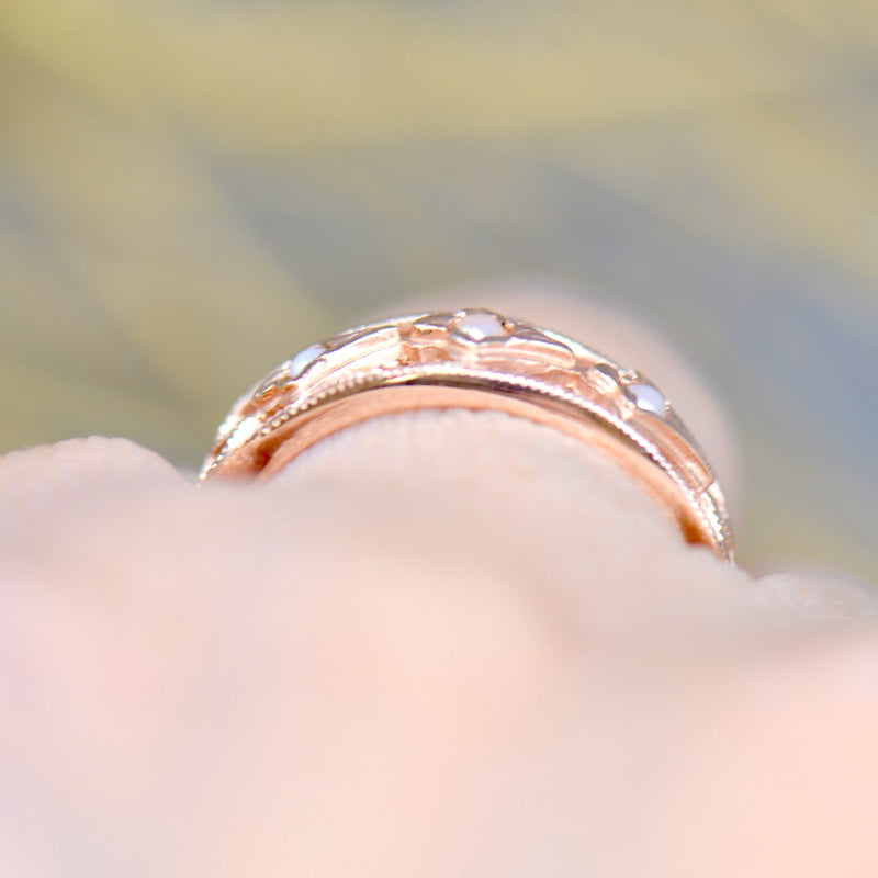 9ct Rose Gold Seed Pearl Ring