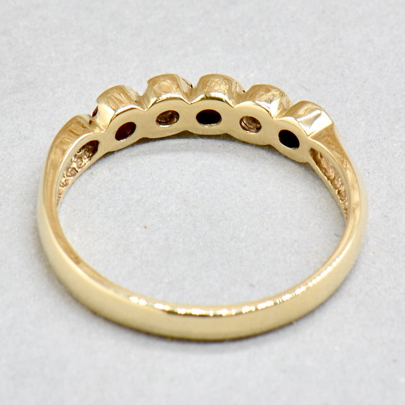 1990s Ruby and Diamond 9ct Yellow Gold half Eternity Band (0.31ct)