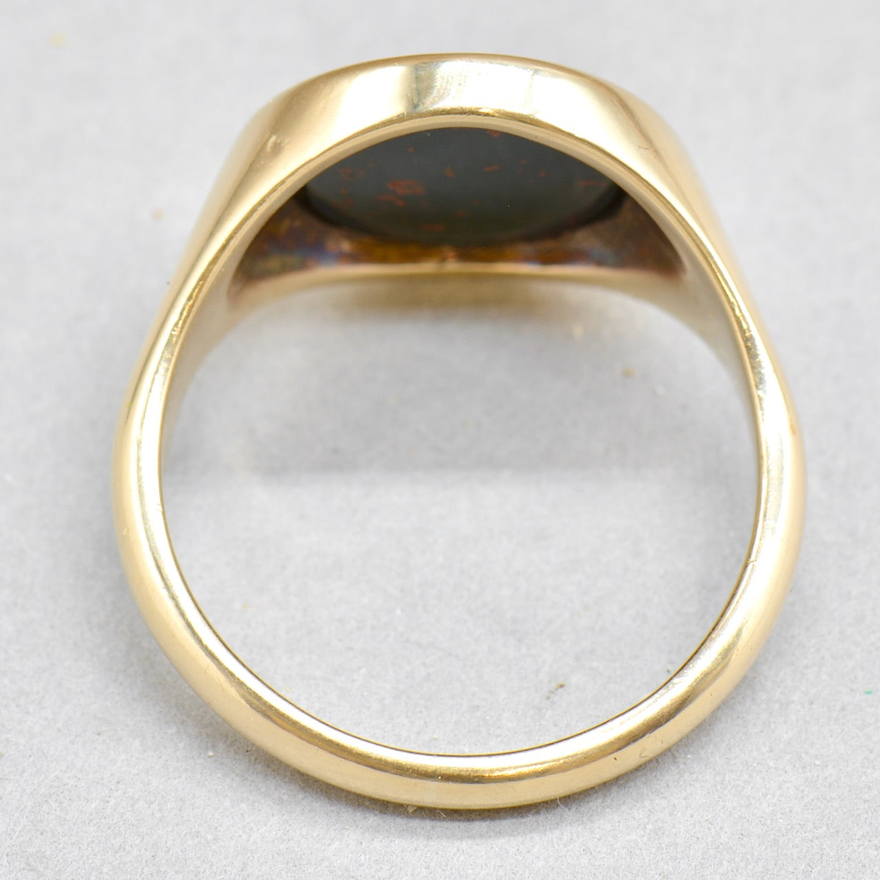 Vintage 1960s Large & Chunky Bloodstone 9ct Yellow Gold Signet Ring