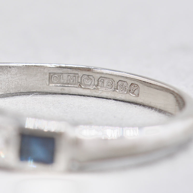 Vintage 1970s Sapphire and Diamond (VS/G-H) 18ct White Gold Seven-Stone Band (0.88ct)