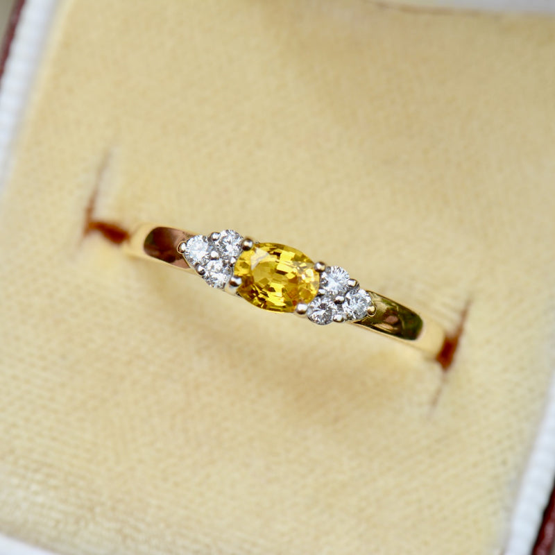 Yellow Sapphire & Diamond 18ct Yellow Gold Engagement Ring (0.50ct)