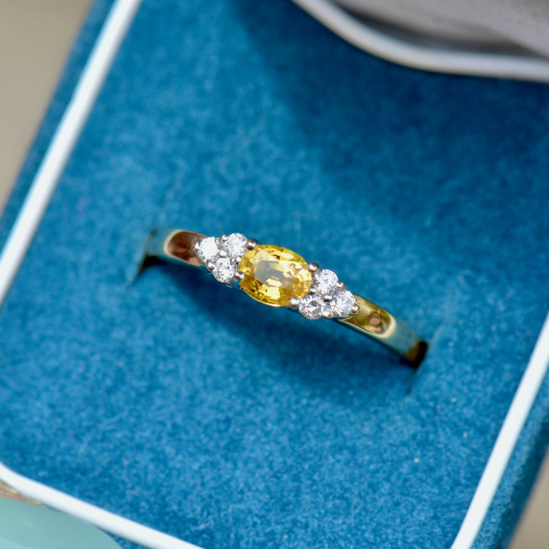 Yellow Sapphire & Diamond 18ct Yellow Gold Engagement Ring (0.50ct)