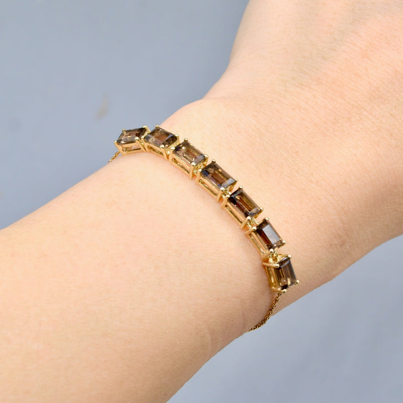 Smoky Quartz 9ct Yellow Gold Bracelet (3.85cts)