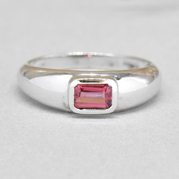 Rhodolite (Pyrope-Almandine Garnet) 9ct White Gold Flush Gypsy Set Band