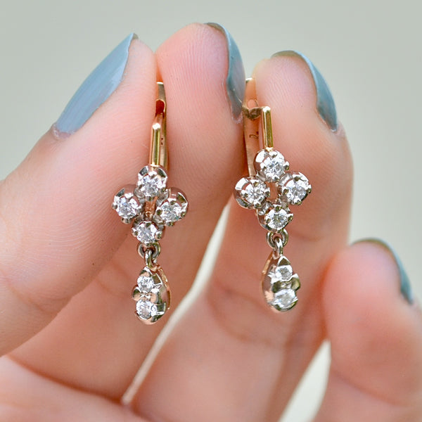 Vintage Diamond Drop Earrings 14ct Yellow Gold (0.60ct)