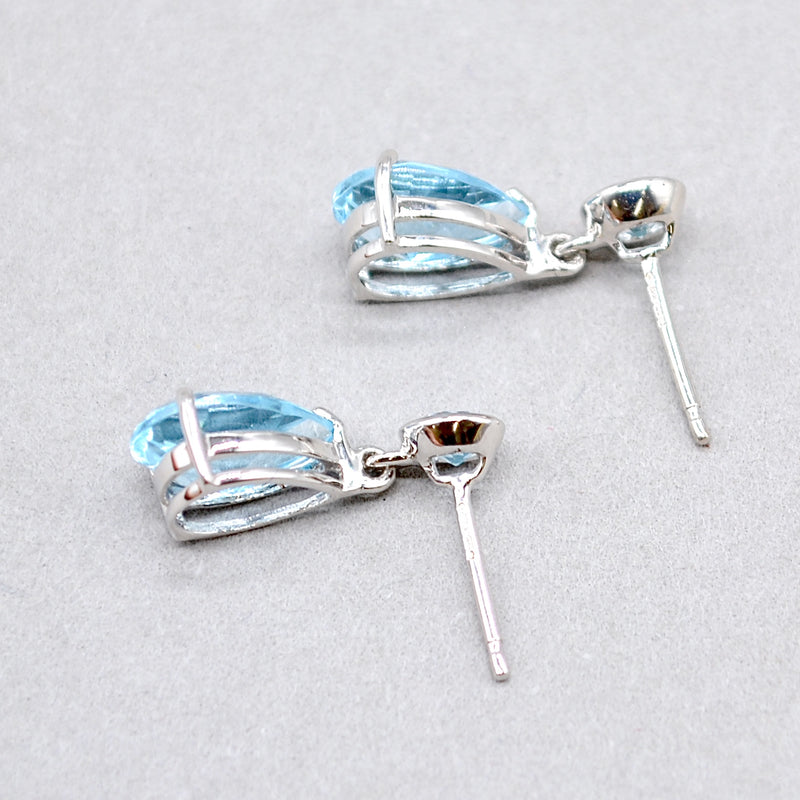 Sky Blue Topaz 9ct White Gold Drop Earrings (3.60 Carats)