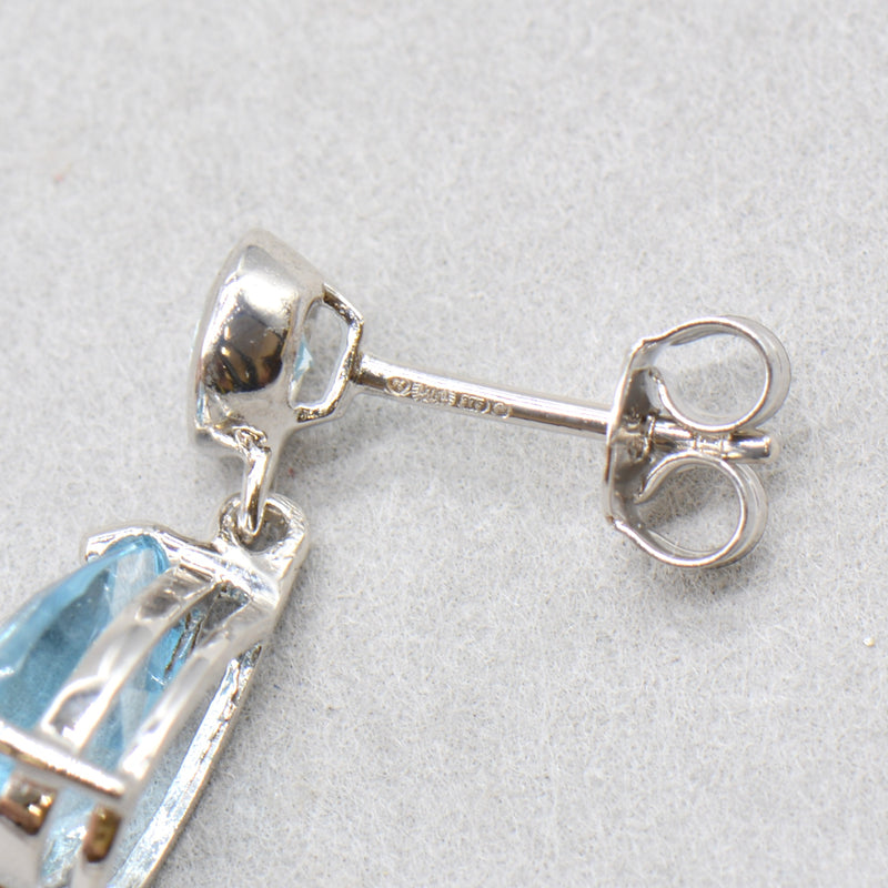 Sky Blue Topaz 9ct White Gold Drop Earrings (3.60 Carats)