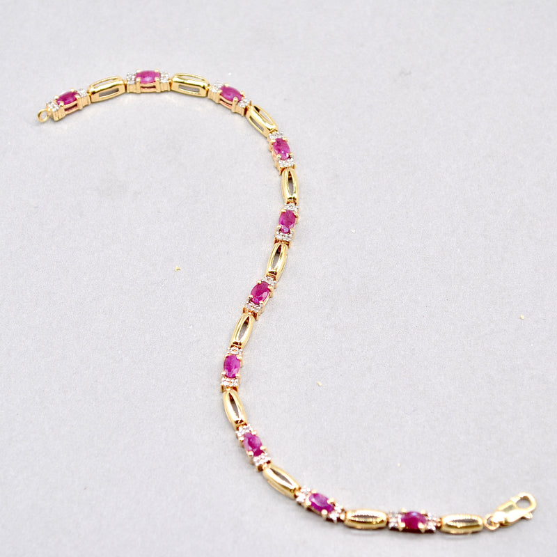 Ruby and Diamond 9ct Yellow Gold Bracelet (3.70 Carats)