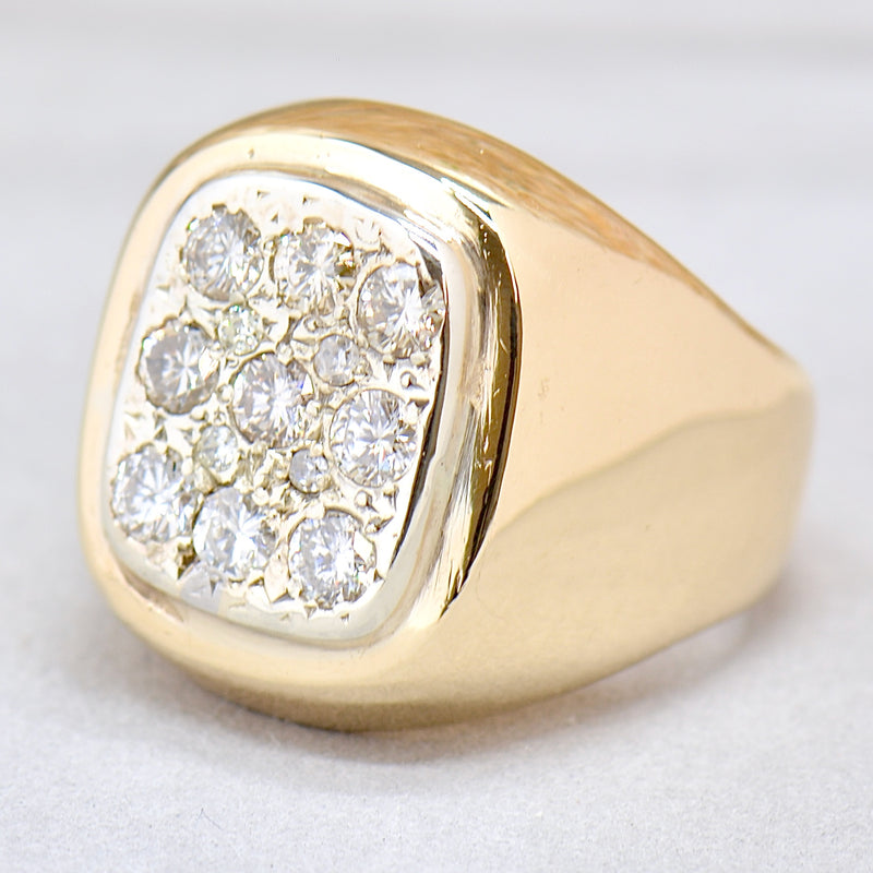 Vintage 1970s Diamond Signet Ring Men’s 9ct Yellow Gold (1.0ct)