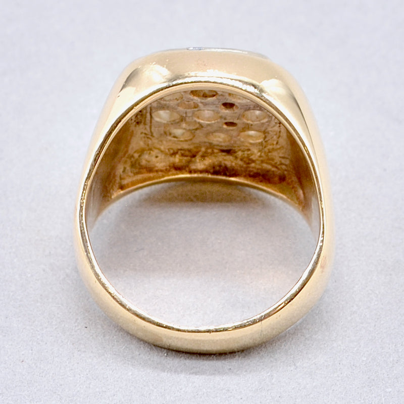 Vintage 1970s Diamond Signet Ring Men’s 9ct Yellow Gold (1.0ct)