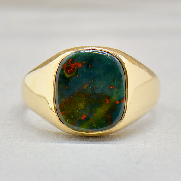 Vintage 1990s 9ct Yellow Gold Bloodstone Signet Ring