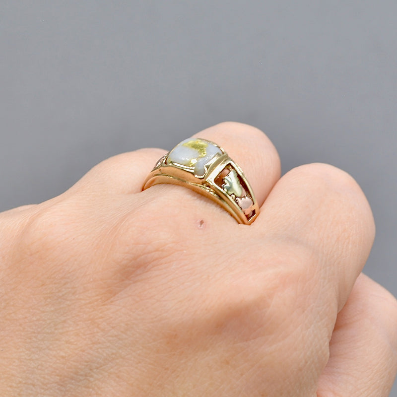 Vintage 1990s Gold Quartz 9CT Yellow Gold Ring (1.21cts)