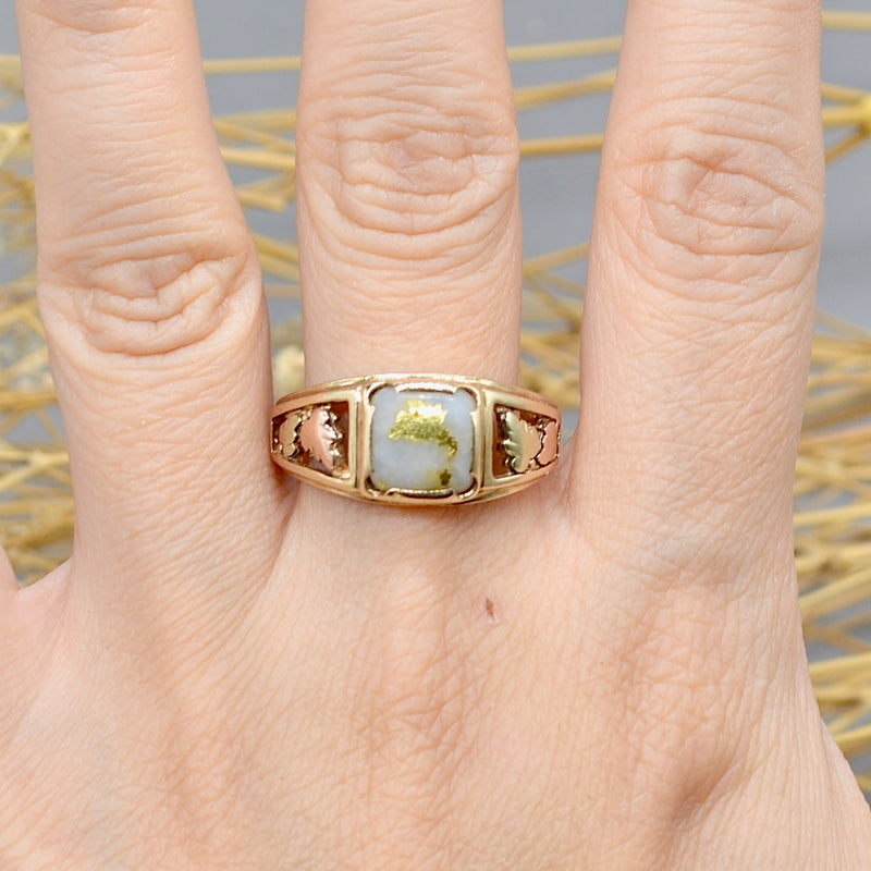 Vintage 1990s Gold Quartz 9CT Yellow Gold Ring (1.21cts)