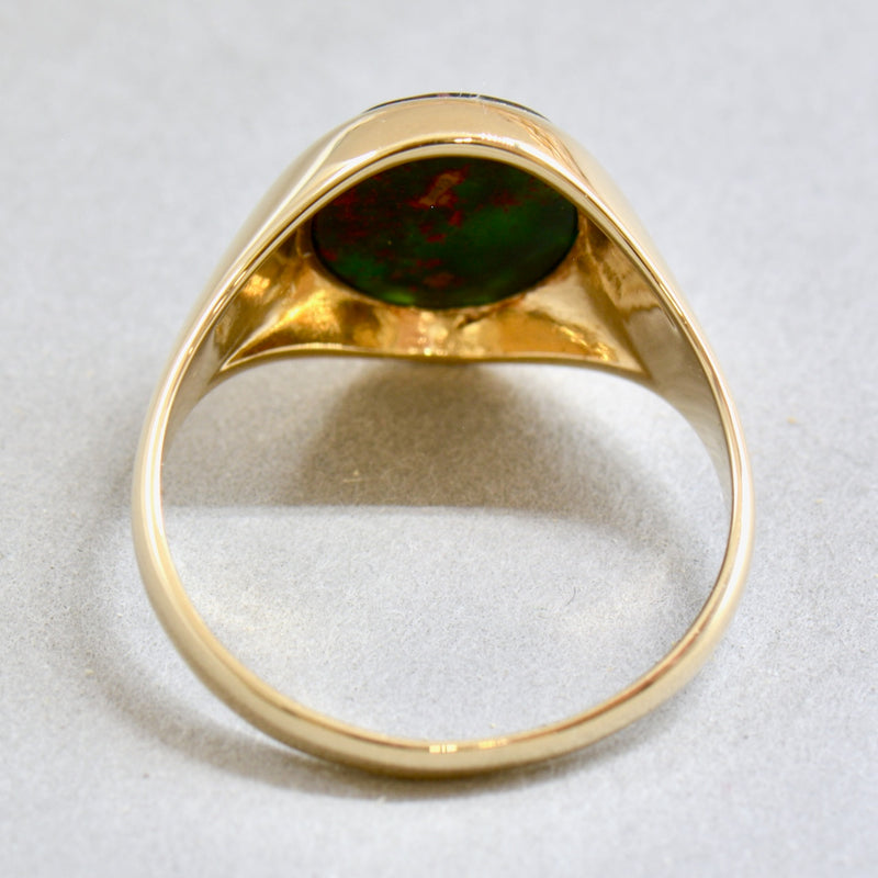 复古椭圆形血石 9CT 黄金男士印章戒指