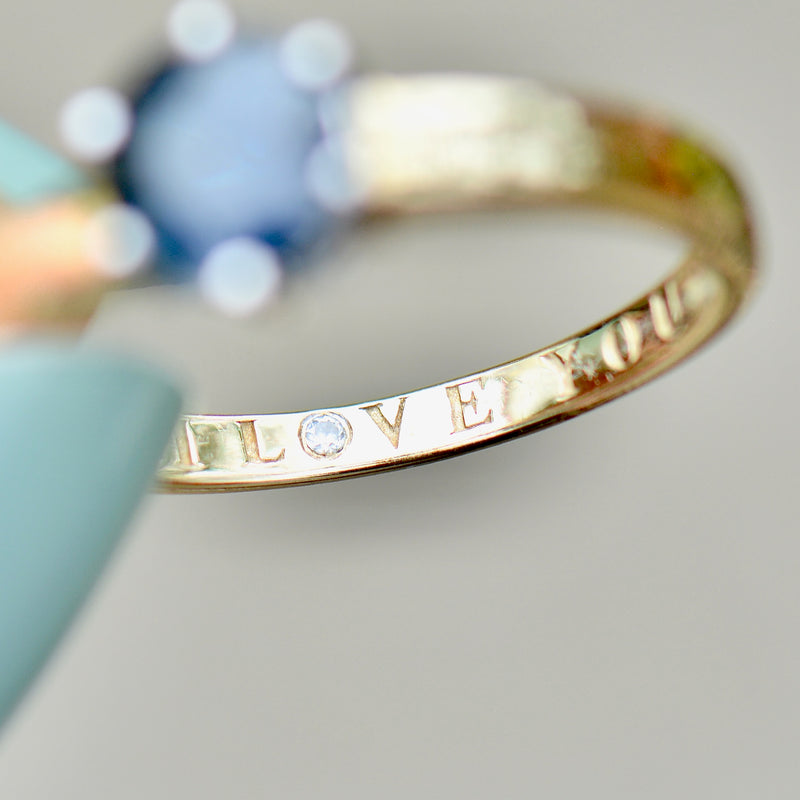 Sapphire “I LOVE YOU” 9ct Yellow Gold Solitaire Ring (1.11cts)