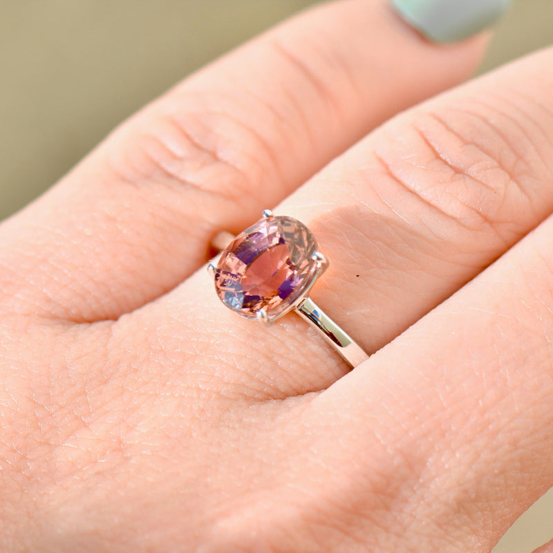 Orangey Pink Tourmaline 9ct White Gold Solitaire Ring (2.32cts)