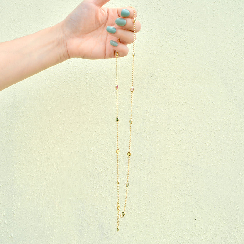 Multi-Coloured Tourmaline Gold Plated Silver Necklace (6.30cts)