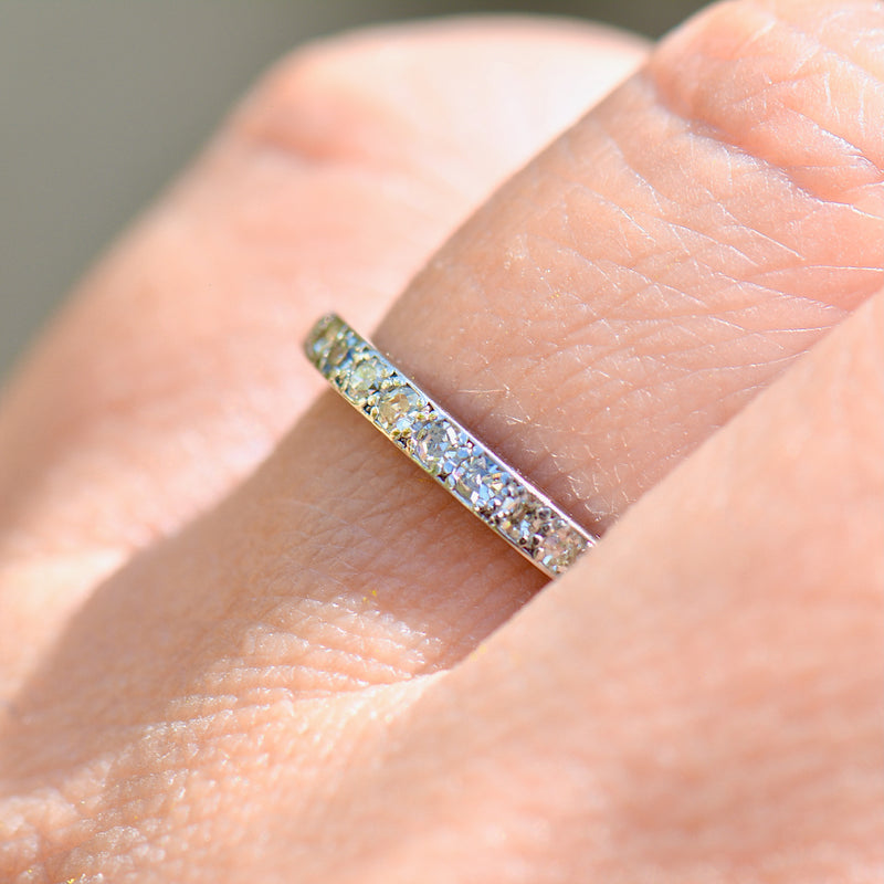 Reserved - Art Deco 1930s/40s Half Eternity Diamond & Engraved 18ct White Gold and Platinum Band (0.35ct)