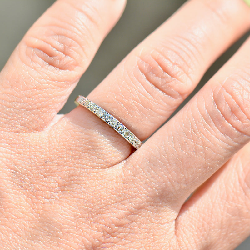 Reserved - Art Deco 1930s/40s Half Eternity Diamond & Engraved 18ct White Gold and Platinum Band (0.35ct)