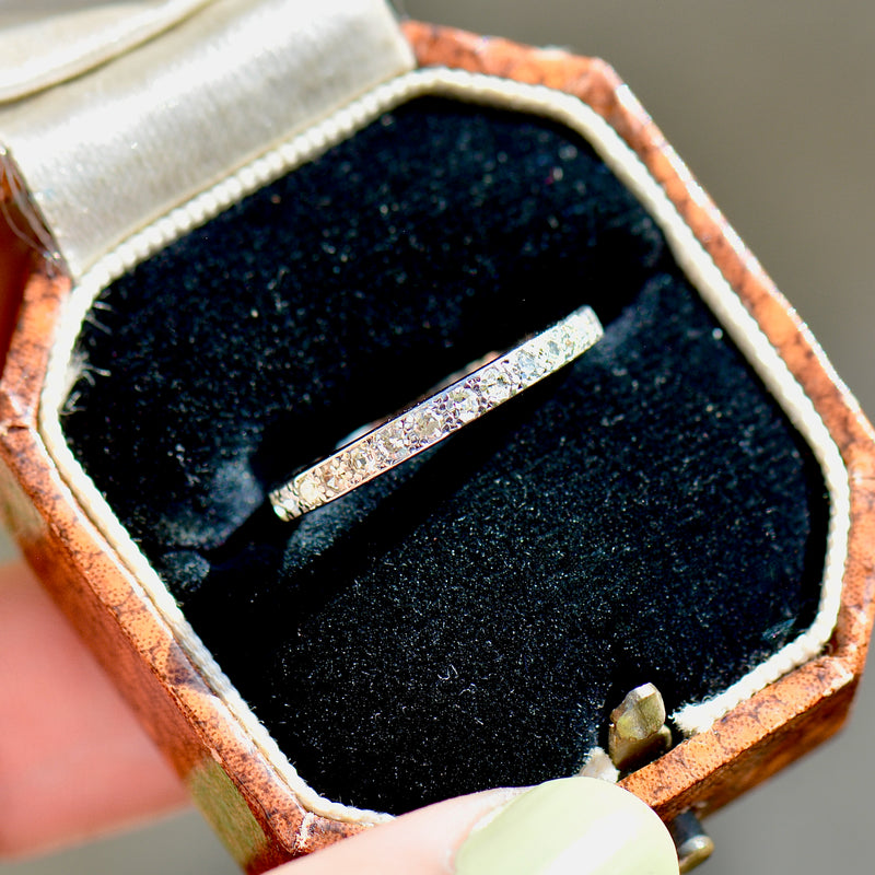 Reserved - Art Deco 1930s/40s Half Eternity Diamond & Engraved 18ct White Gold and Platinum Band (0.35ct)