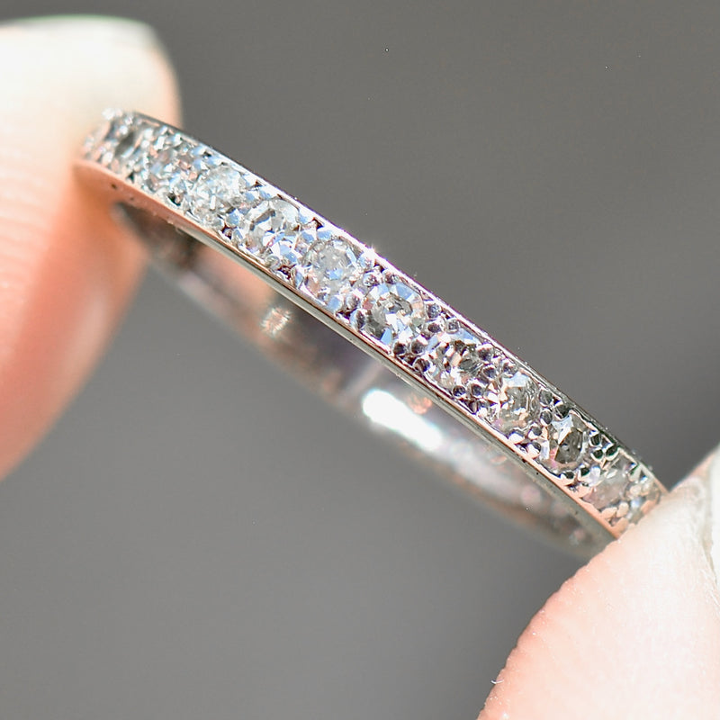 Reserved - Art Deco 1930s/40s Half Eternity Diamond & Engraved 18ct White Gold and Platinum Band (0.35ct)