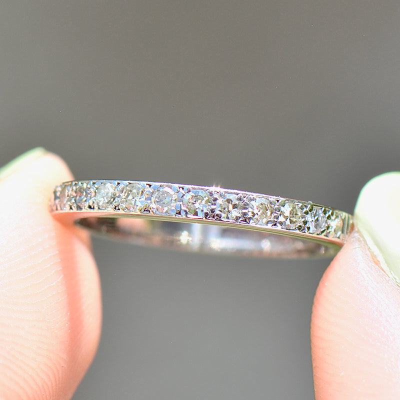Reserved - Art Deco 1930s/40s Half Eternity Diamond & Engraved 18ct White Gold and Platinum Band (0.35ct)