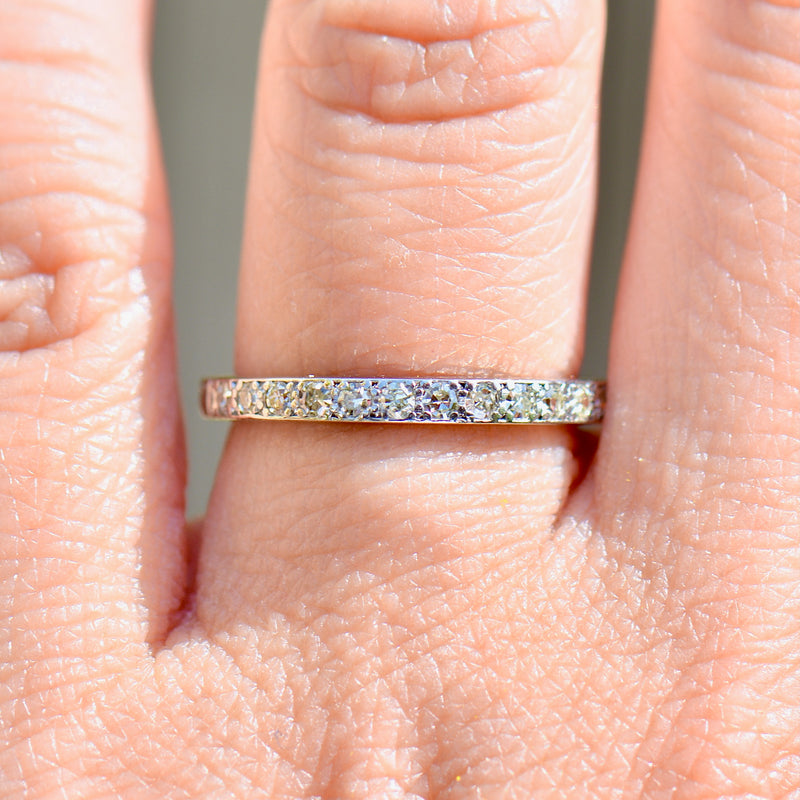 Reserved - Art Deco 1930s/40s Half Eternity Diamond & Engraved 18ct White Gold and Platinum Band (0.35ct)