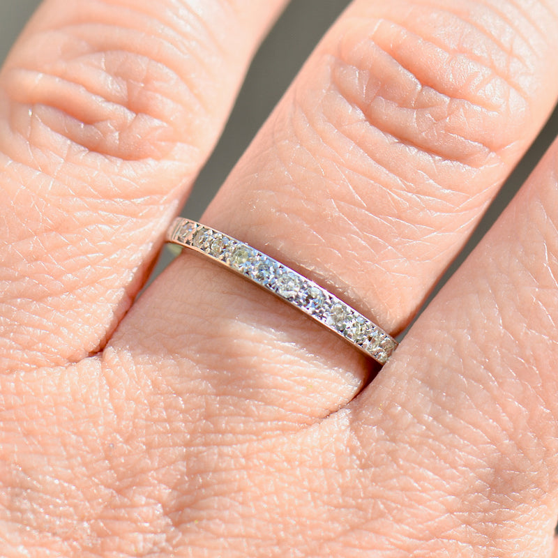 Reserved - Art Deco 1930s/40s Half Eternity Diamond & Engraved 18ct White Gold and Platinum Band (0.35ct)