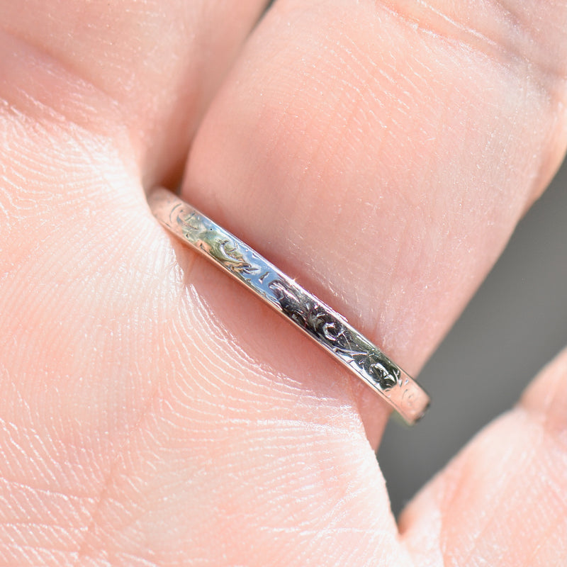 Reserved - Art Deco 1930s/40s Half Eternity Diamond & Engraved 18ct White Gold and Platinum Band (0.35ct)