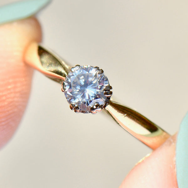 Vintage Brilliant Cut Diamond 18ct Yellow Gold Solitaire Ring (0.33ct)